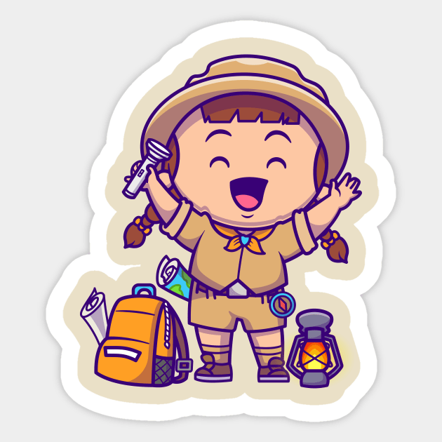 Cute Traveller Girl Cartoon Sticker by Catalyst Labs